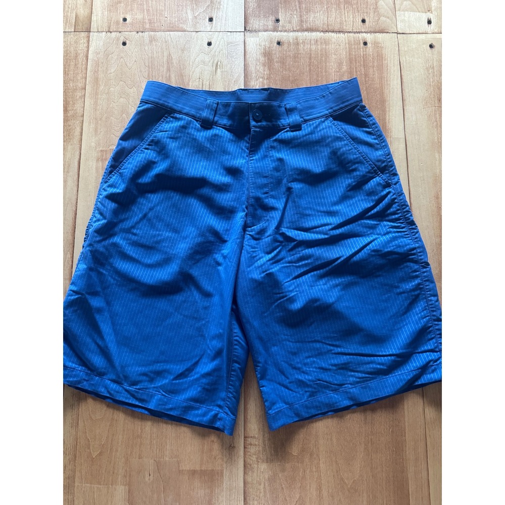 Under Armour Mens Blue Pinstripe Golf Shorts Size 32 Performance Athletic Active